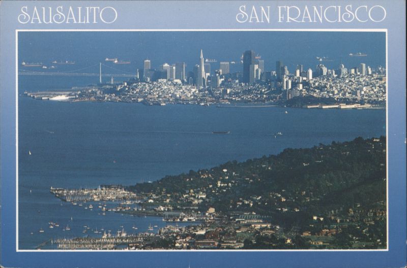 Panoramic View of Sausalito and San Francisco from Mt. Tamalpais California