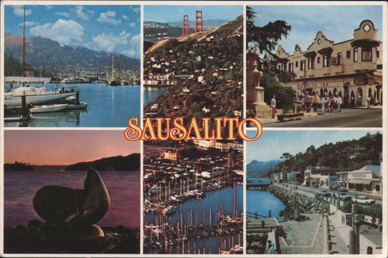 Views of Sausalito, California with Golden Gate Bridge