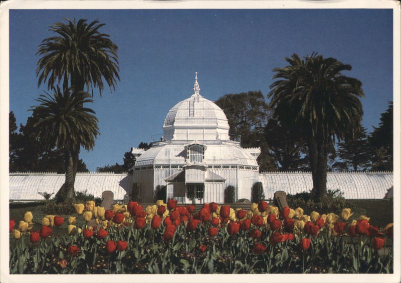 Conservatory of Flowers, Golden Gate Park with Tulips San Francisco California