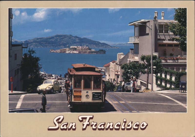 San Francisco Cable Car with Alcatraz Museum California