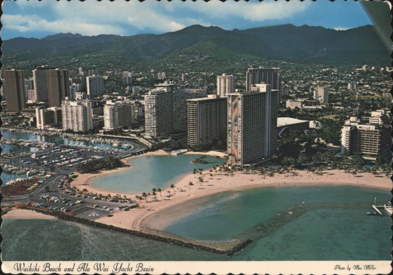 Waikiki Beach and Ala Wai Yacht Basin Honolulu Hawaii