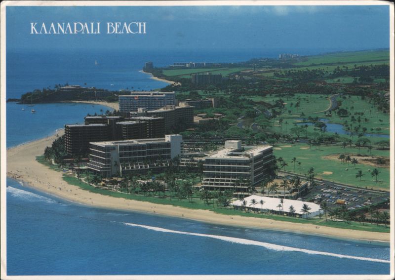 Kaanapali Beach, Maui, Hawaii with Resorts and Golf Course Lahaina