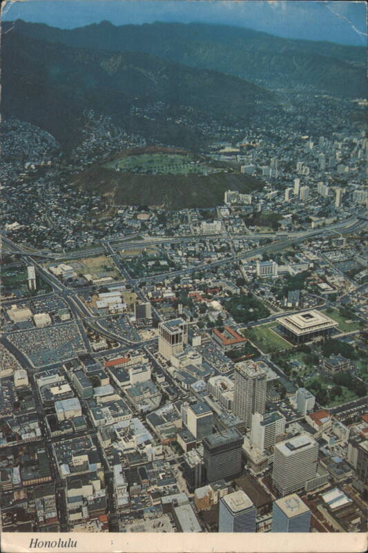 Honolulu Aerial View with State Capitol and Punchbowl Hawaii
