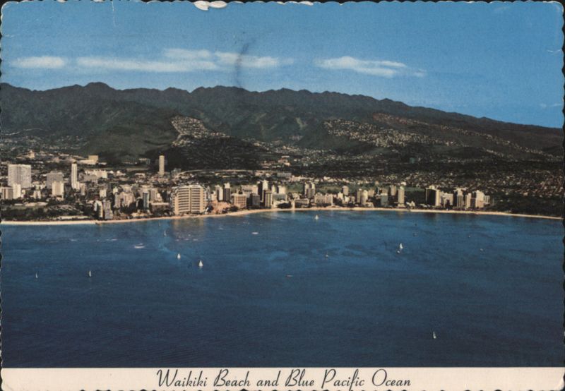 Waikiki Beach and Blue Pacific Ocean Honolulu Hawaii