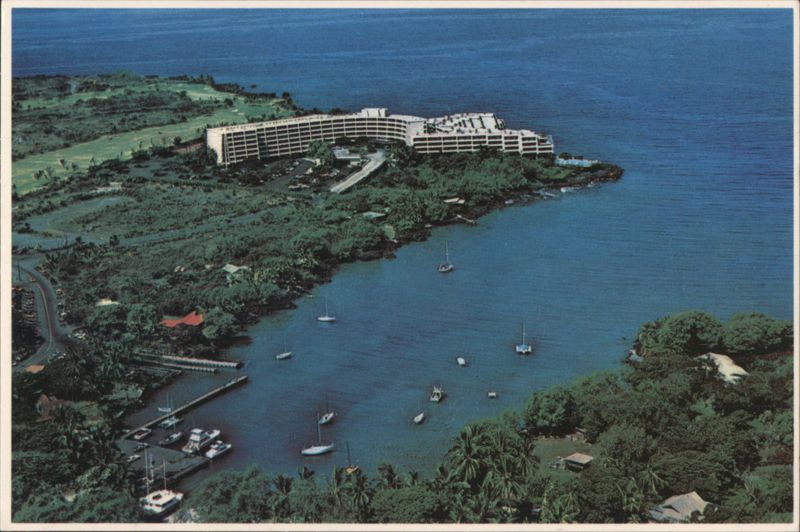 Aerial View of Kona Surf Resort at Keahou Bay, Hawaii Keauhou
