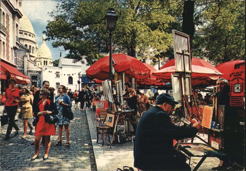 Montmartre Artists at Place du Tertre with Sacré-Cœur Paris France