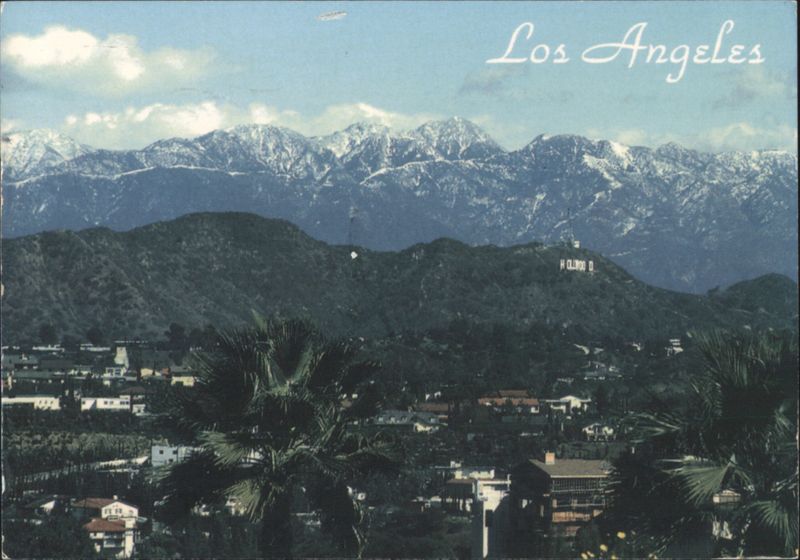 Hollywood Hills and San Gabriel Mountains with Hollywood Sign Los Angeles California