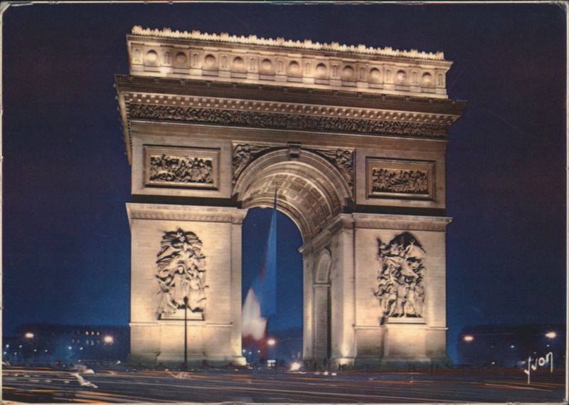 Arc de Triomphe, Illuminated Paris France