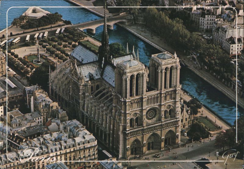 Aerial View of Notre-Dame Cathedral, Paris France Guy