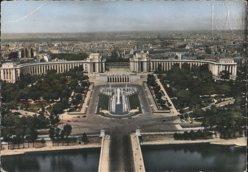 Palais de Chaillot and Trocadéro Gardens from Eiffel Tower Paris France