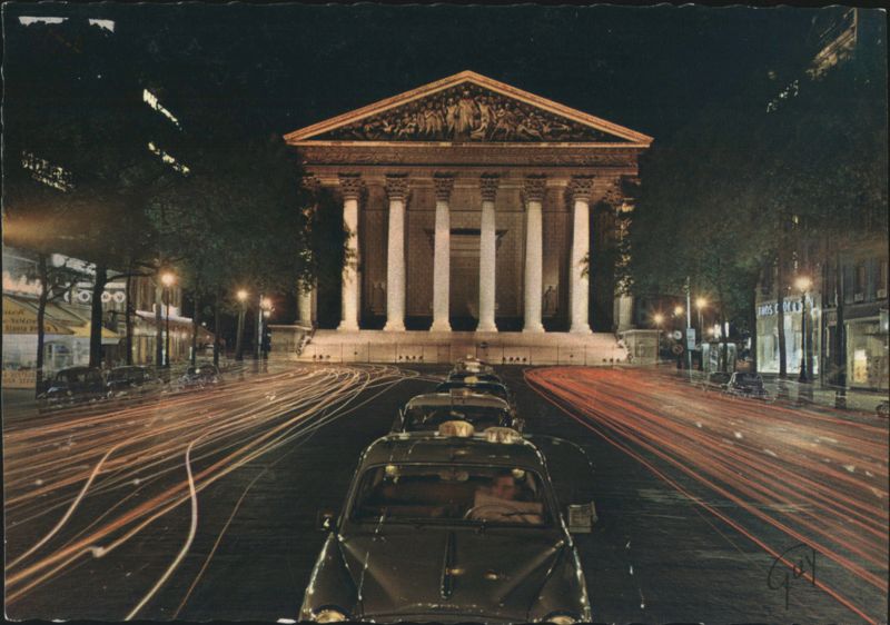 La Madeleine and Rue Royale at Night, Paris France