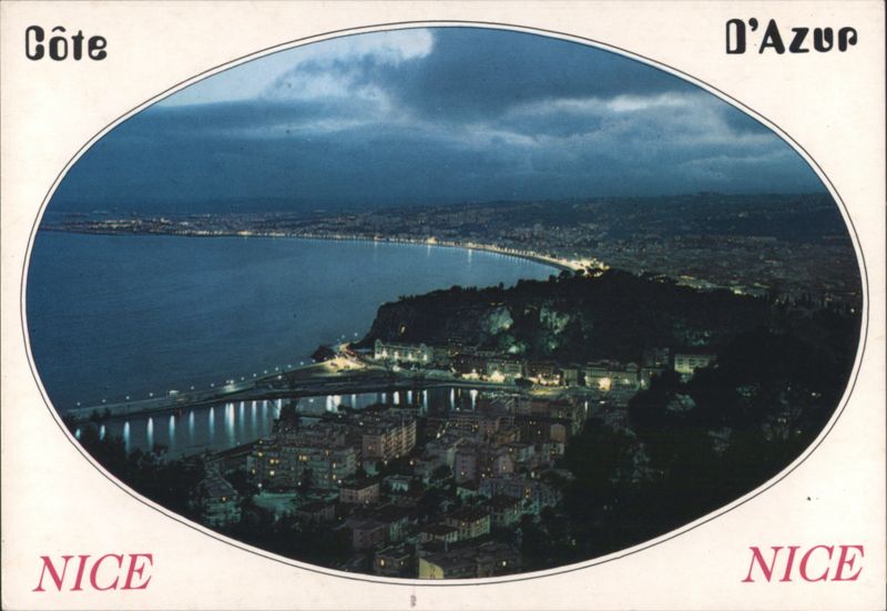 Nice, Côte d'Azur Night View from Mount Alban France