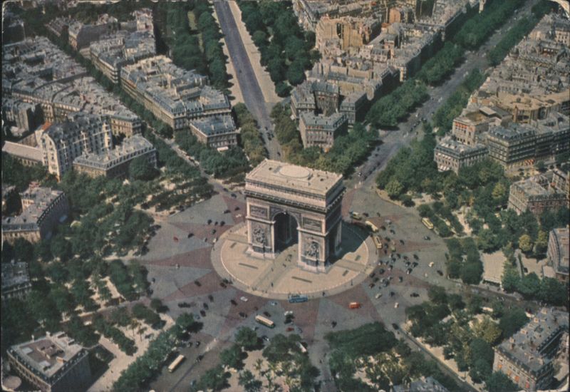 Arc de Triomphe and Place de l'Étoile, Aerial View PARIS France