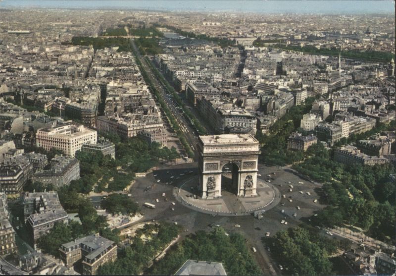 Paris: Aerial View of Arc de Triomphe France R. Henrard