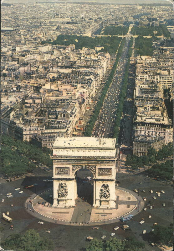 Arc de Triomphe and Champs-Élysées, Aerial View Paris France