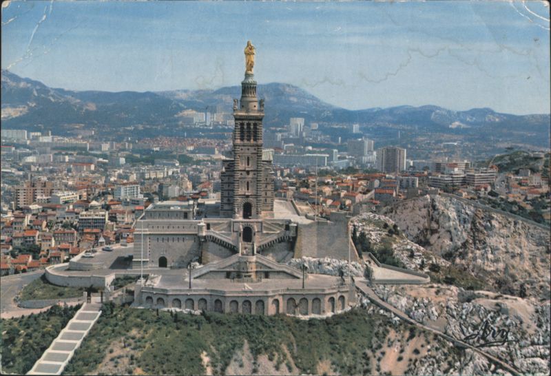 Basilica of Notre-Dame de la Garde with Marseille Cityscape France
