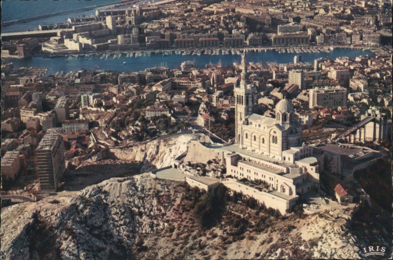 Aerial View of Notre-Dame-de-la-Garde and Harbors, Marseille France