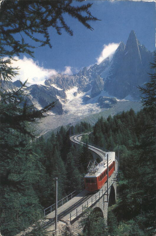 Train on Viaduct with Mont Blanc Alpine Panorama France