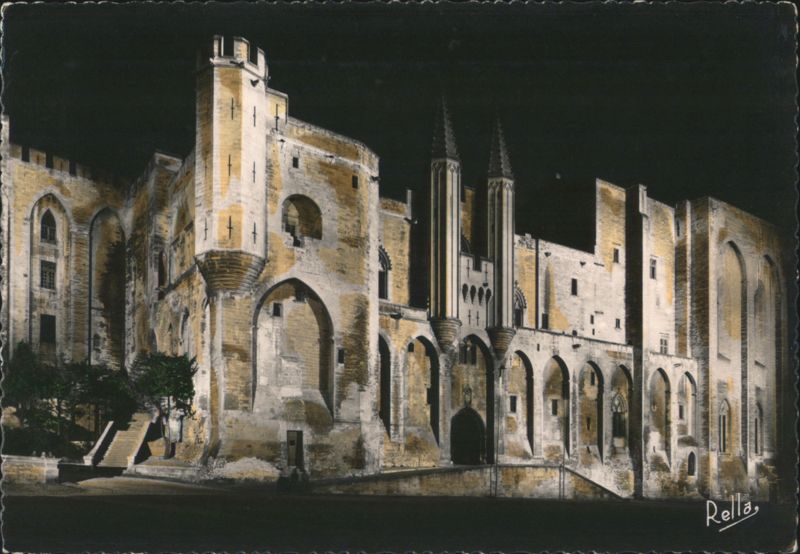Palais des Papes, Western Facade, Avignon at Night France