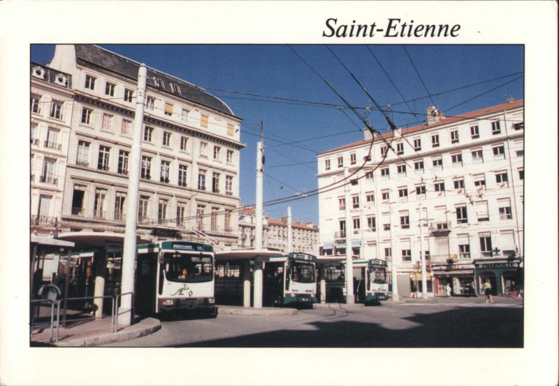 Trolleybuses on Place Dorian, Saint-Etienne France