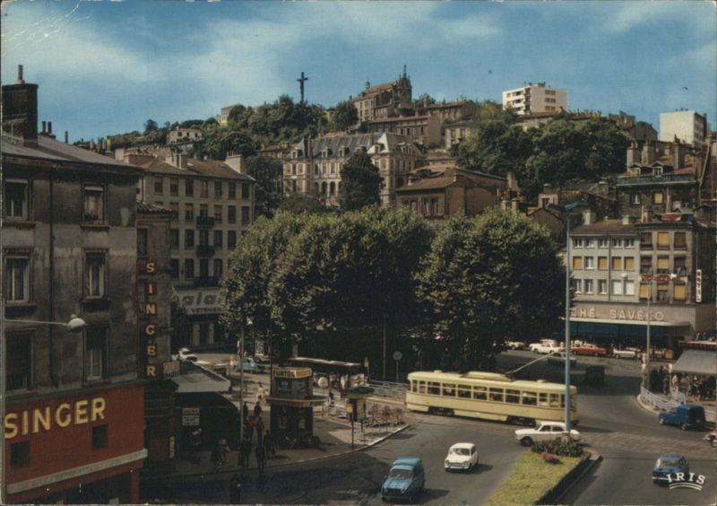 Saint-Étienne - Place du Peuple with Tram and Calvaire View France
