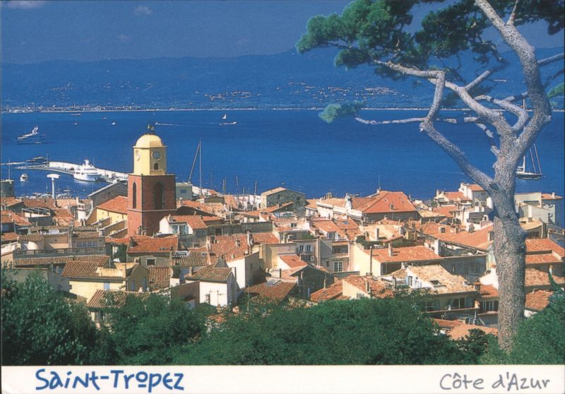 Saint-Tropez Harbor and Town View with Clock Tower France