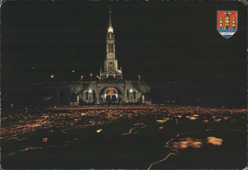Lourdes Basilica Illuminated Torchlight Procession France