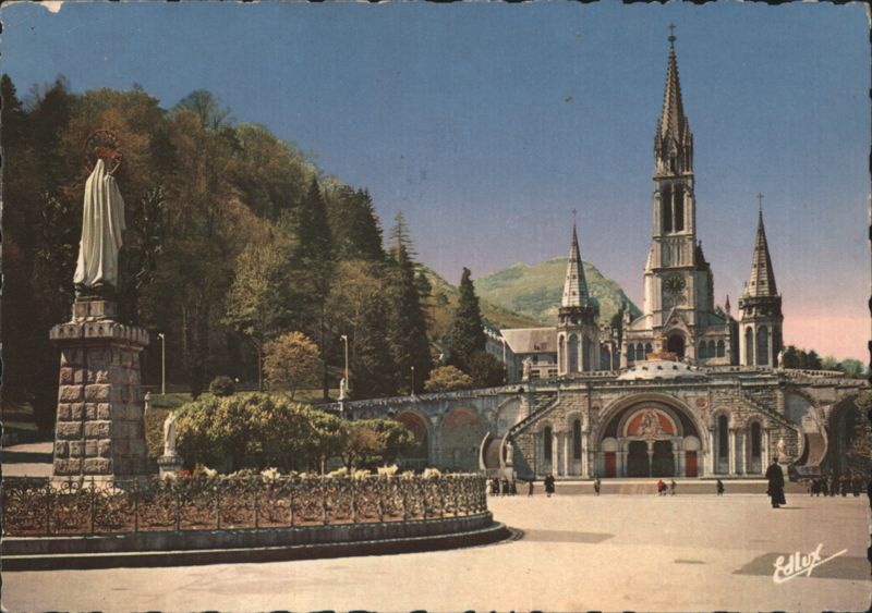 Basilica and Crowned Virgin Statue, Lourdes France