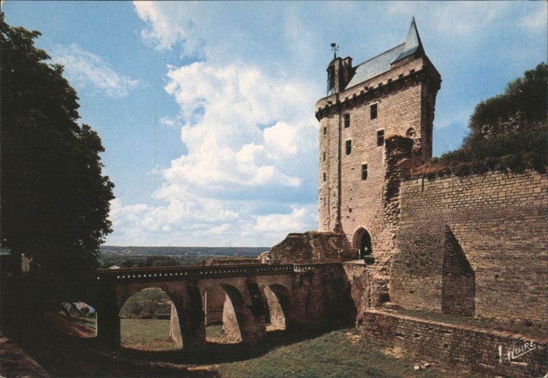 Chinon Castle: Clock Tower and Bridge over Moats France