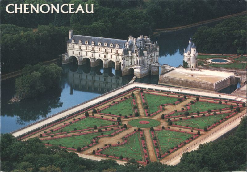 Château de Chenonceau, Aerial View with Gardens and River Chenonceaux France