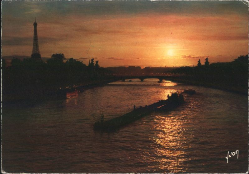 Sunset on the Seine River with Eiffel Tower, Paris France