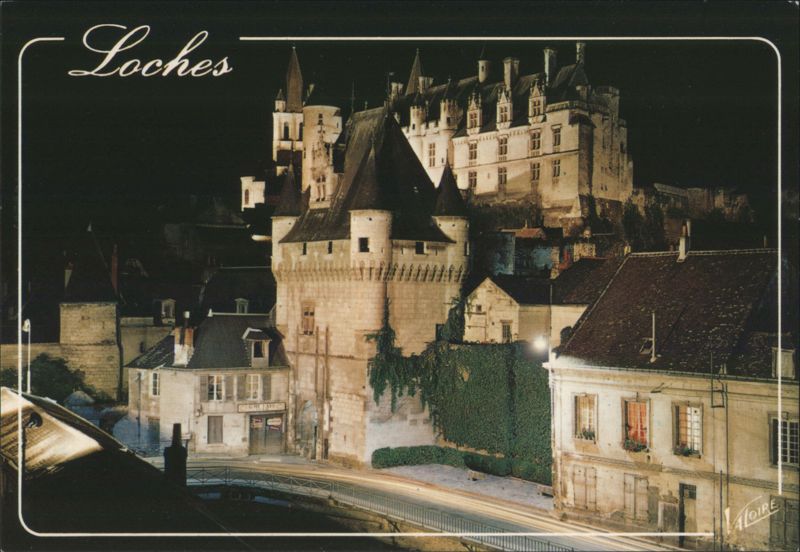 Château de Loches, Royal Lodge and Cordeliers Gate at Night France