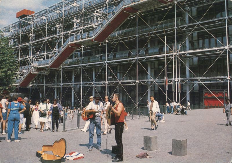 Centre Georges Pompidou with Street Performers, Paris France