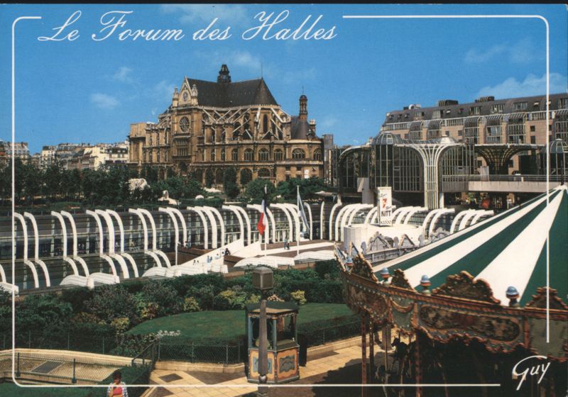 Le Forum des Halles and Saint-Eustache Church, Paris France