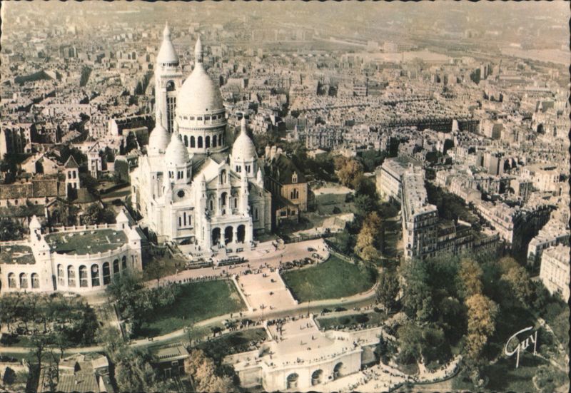 Aerial View of Sacré-Cœur Basilica, Montmartre, Paris France