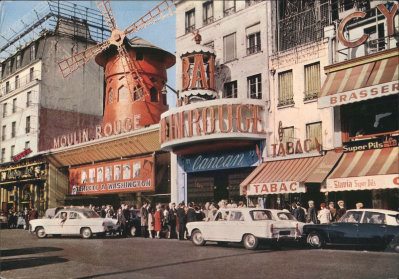 Moulin Rouge Nightclub and Street Scene, Paris France