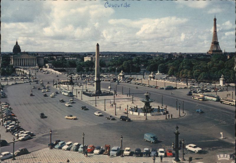 Place de la Concorde with Eiffel Tower and Obelisk, Paris France