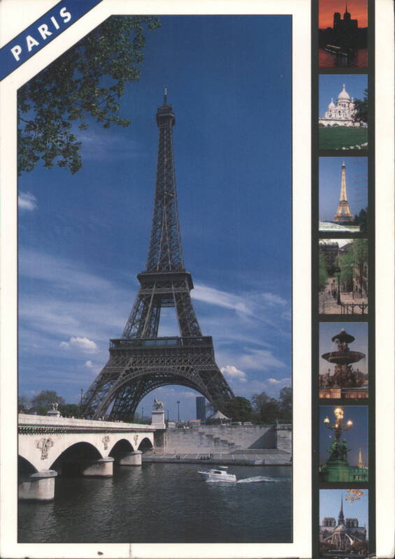 Eiffel Tower and Seine River, Paris Landmarks Collage France