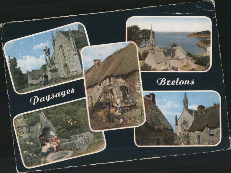 Calvary, Thatched Houses, Chapel and Fountain of Brittany France