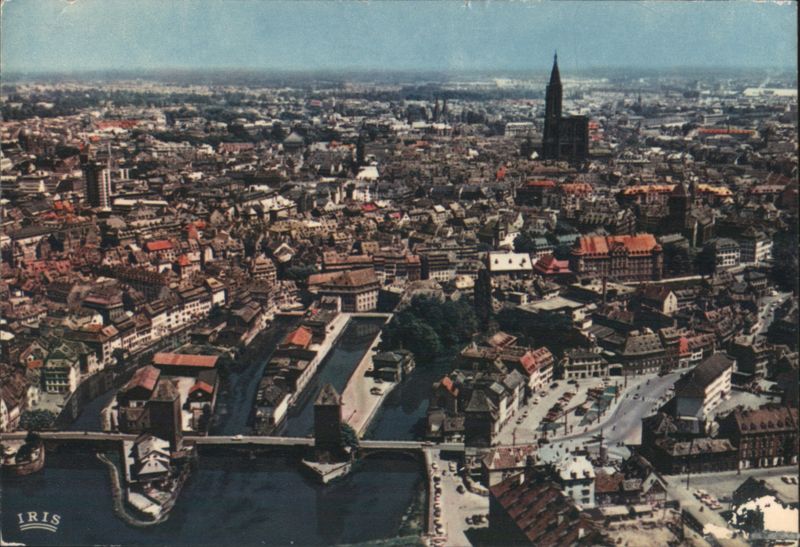 Strasbourg - Ponts-Couverts and Cathedral Aerial View France