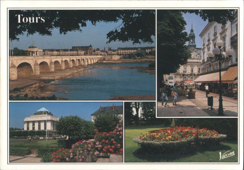 Tours, Pont Wilson Bridge, City Hall, and Gardens France