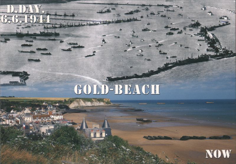 D-Day Gold Beach: 1944 Invasion vs. Modern Day View France