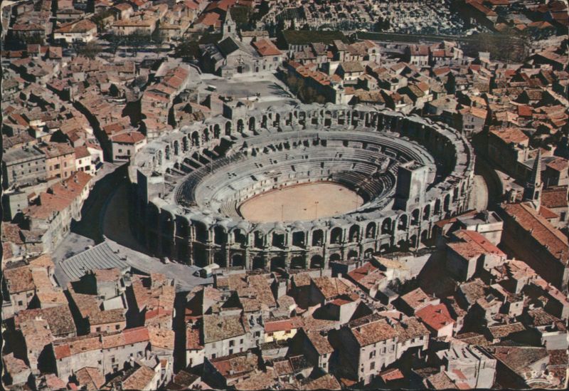 Aerial View of Arles Amphitheatre in Provence France