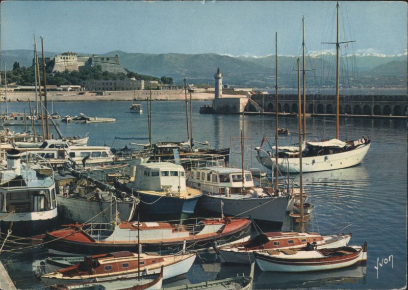 Antibes Harbor, Fort Carré & Lighthouse with Alps France