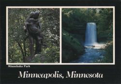 Minnehaha Park - Hiawatha Statue & Falls, Minneapolis Postcard