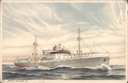 M.S. Prins Willem IV Cargo Ship Oranje Lun Postcard