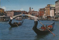 Gondolas on the Grand Canal with Scalzi Bridge Postcard