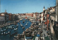 Historical Regatta on Grand Canal with Rialto Bridge, Venice Postcard
