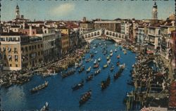 Rialto Bridge and Grand Canal with Regatta, Venice Postcard