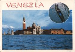 San Giorgio Maggiore and Venetian Lagoon with Gondola Postcard